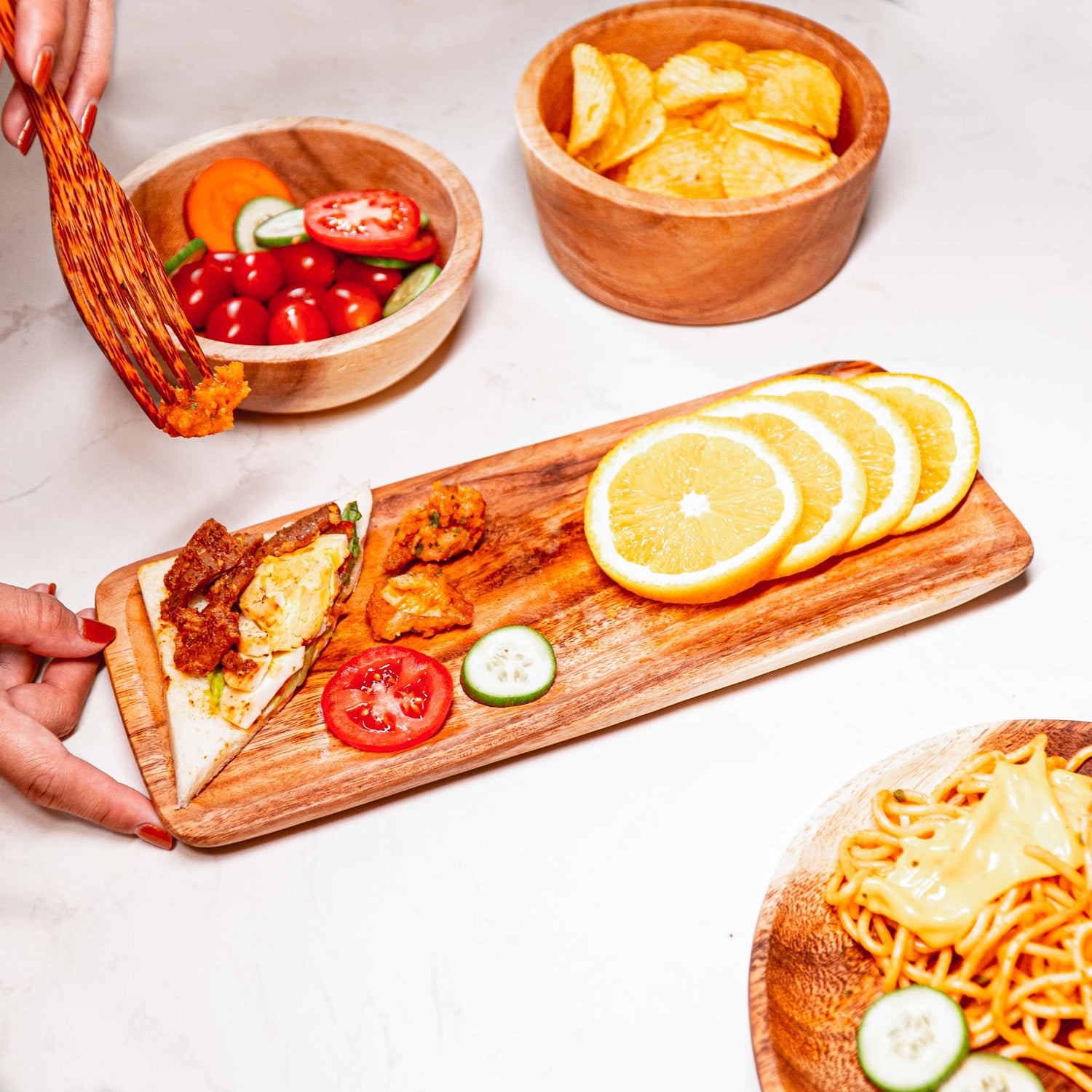 Long Rectangular Acacia Wood Platter