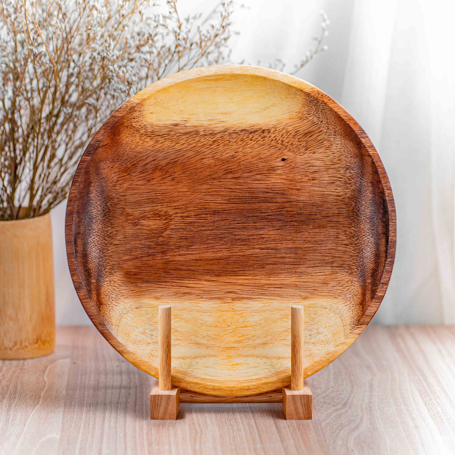 Round Classic Acacia Wood Salad Plate
