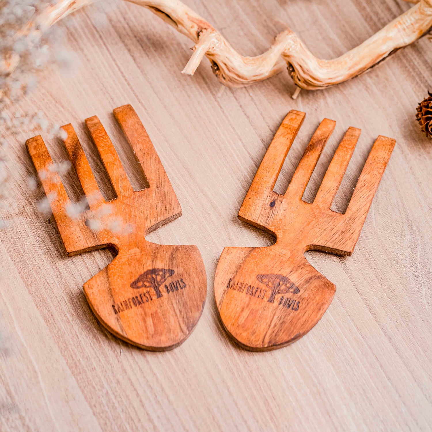 Acacia Wood Salad Serving Hands - Pair