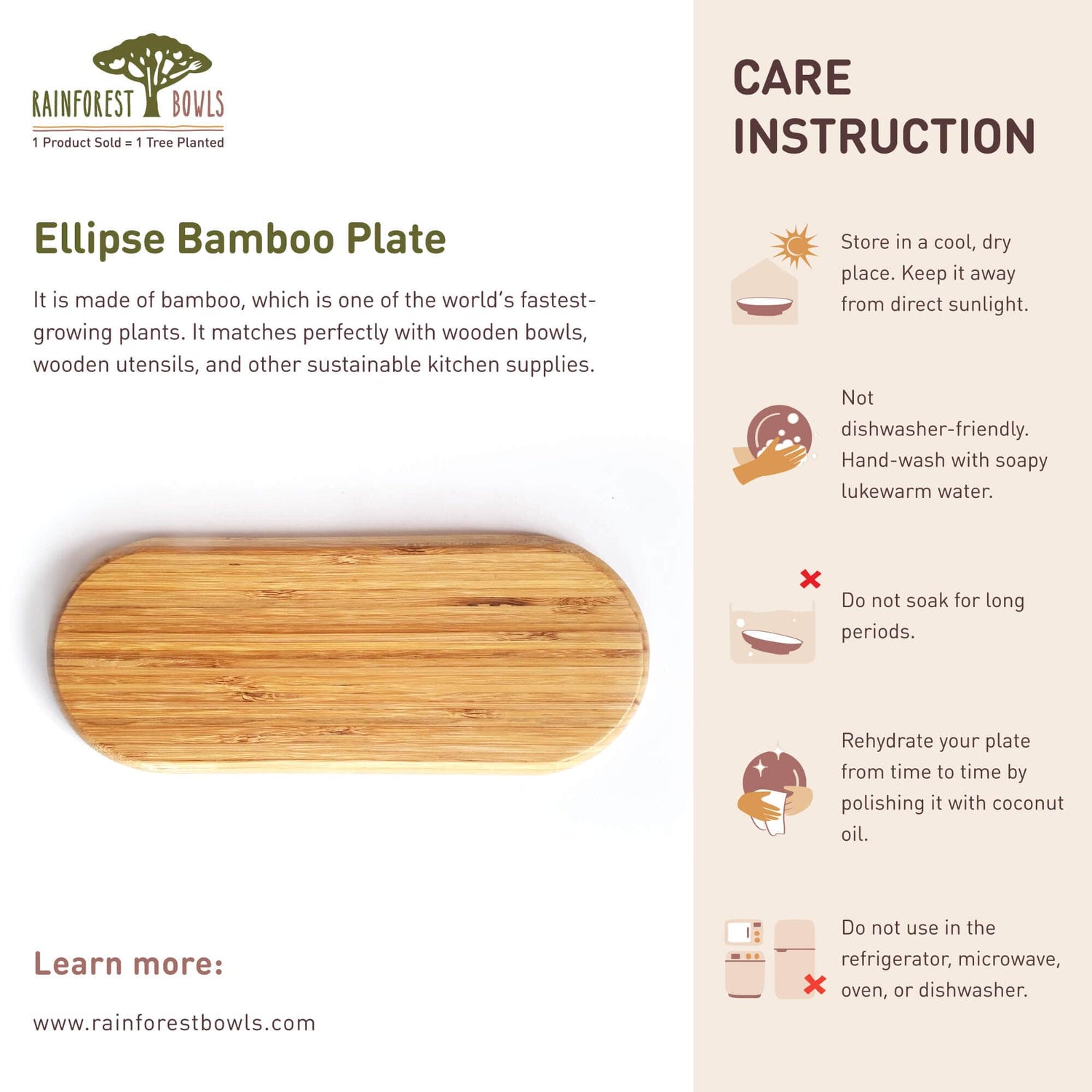 Ellipse Bamboo Plate