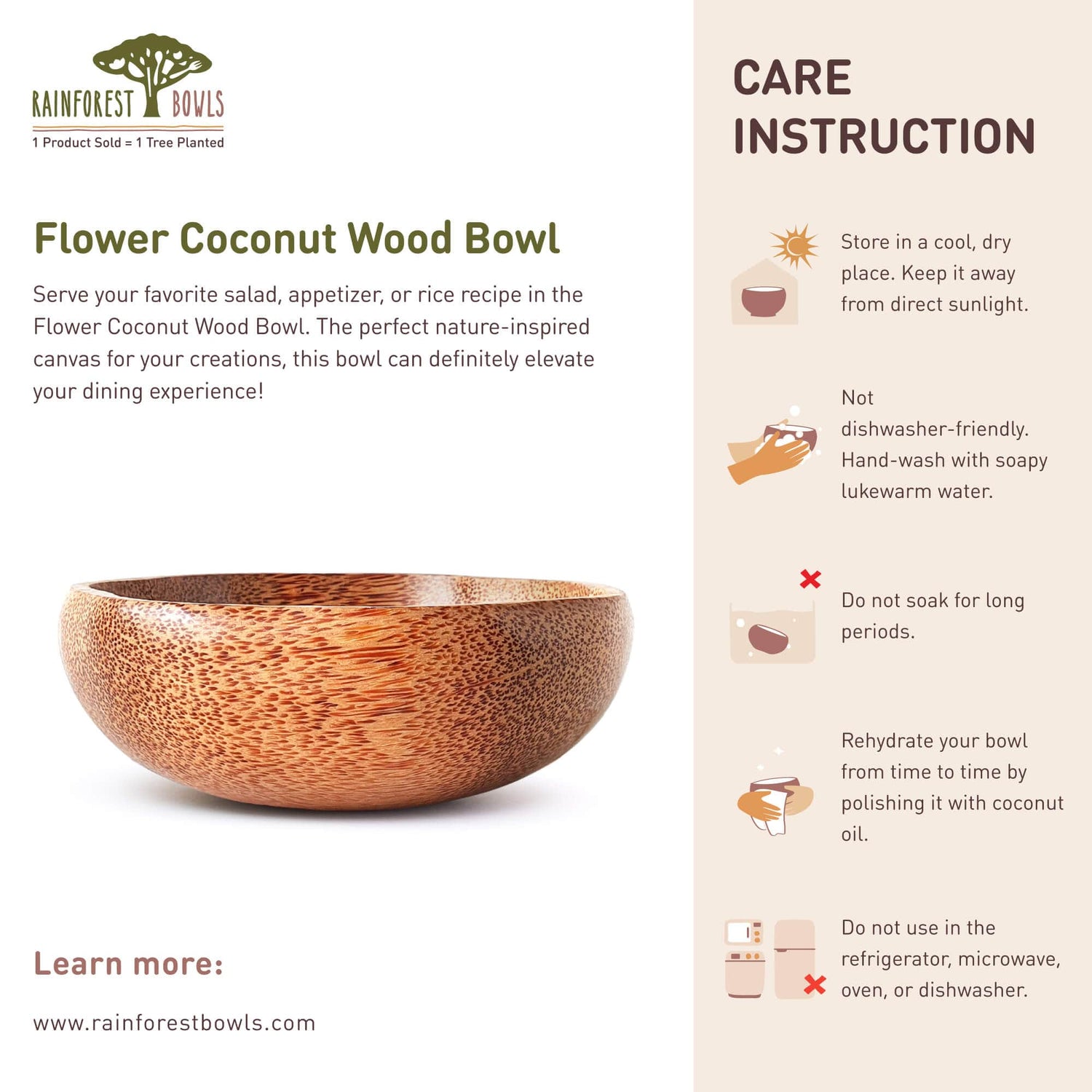 Flower Coconut Wood Bowl