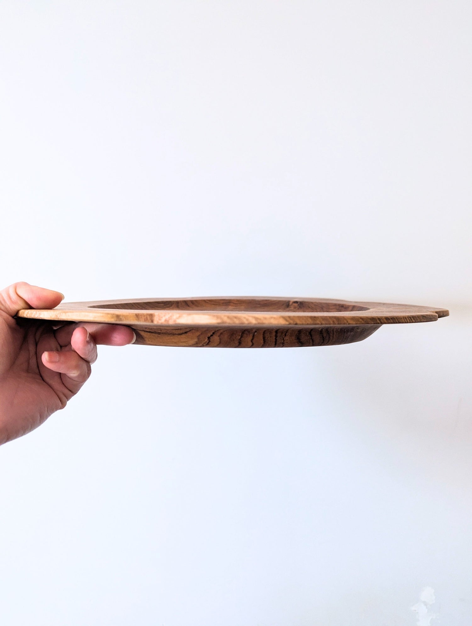 Teak Wood Flower Charger Serving Plate