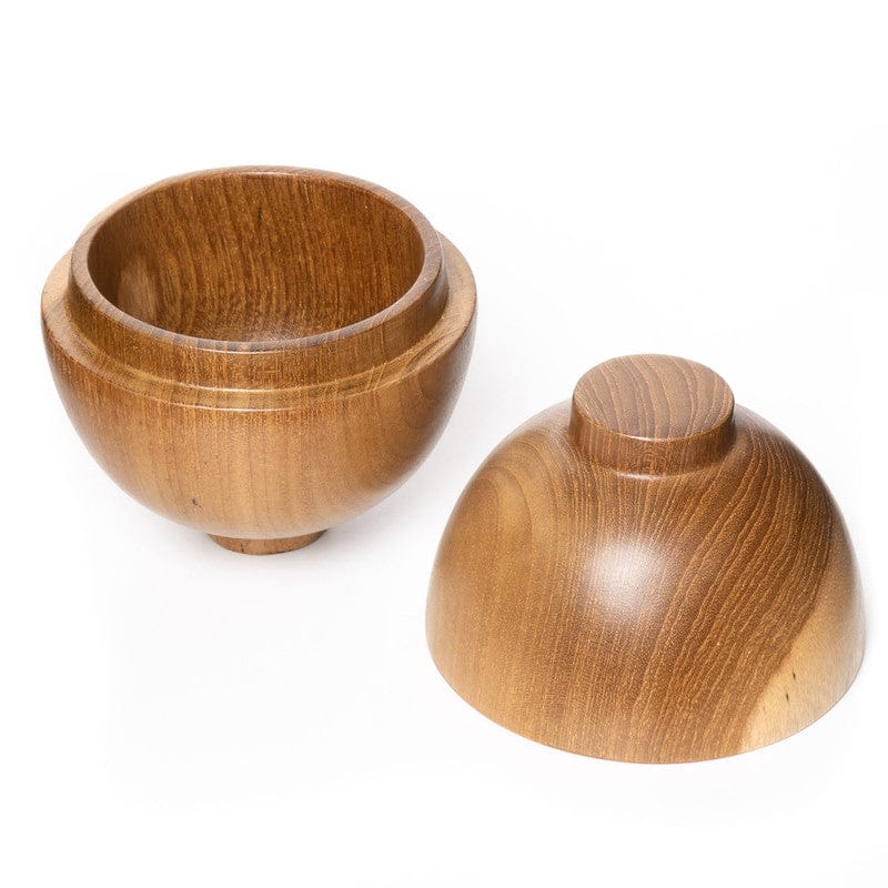 Hanki Lidded Miso Soup Teak Wood Bowl