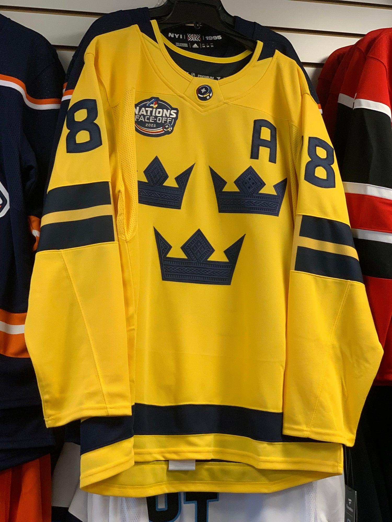 Men's Sweden Fanatics Yellow 2025 4 Nations Face-Off Premium Player Jersey - William Nylander