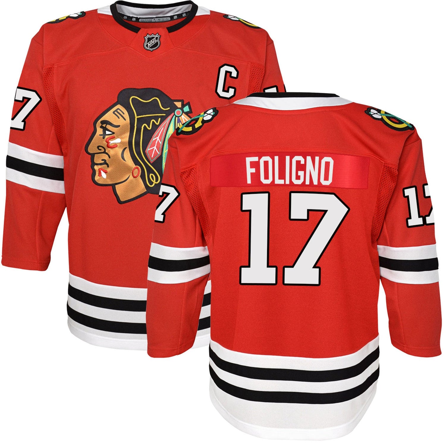 Youth Nick Foligno Chicago Blackhawks Red Home NHL Premier Premium Jersey