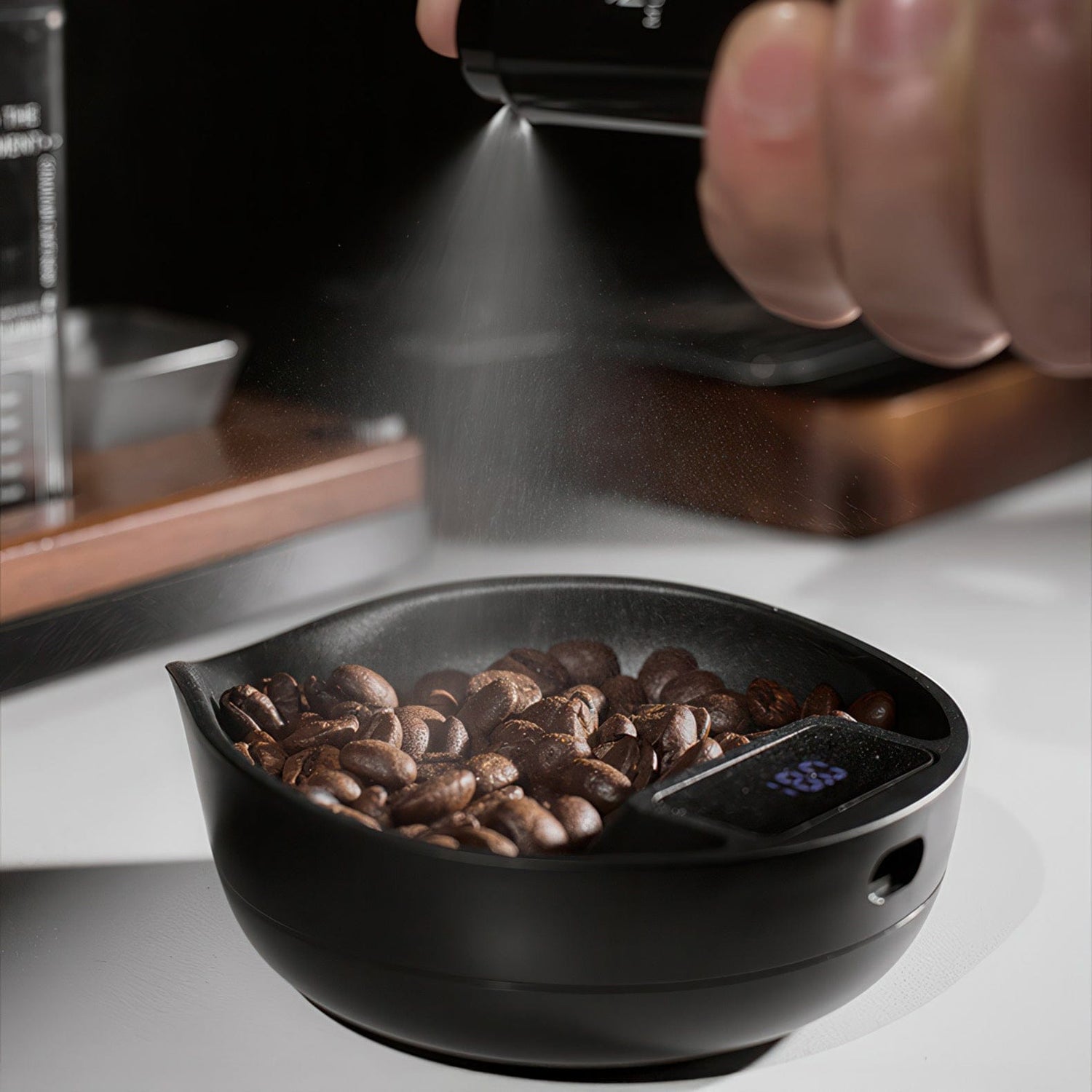 Electronic Walnut Coffee Scale With Leaf Shade