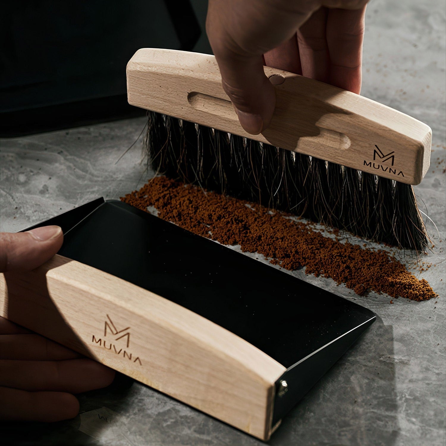 Solid Wood Coffee Cleaning Brush Set