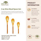 3-Pc Olive Wood Cooking Spoons Set
