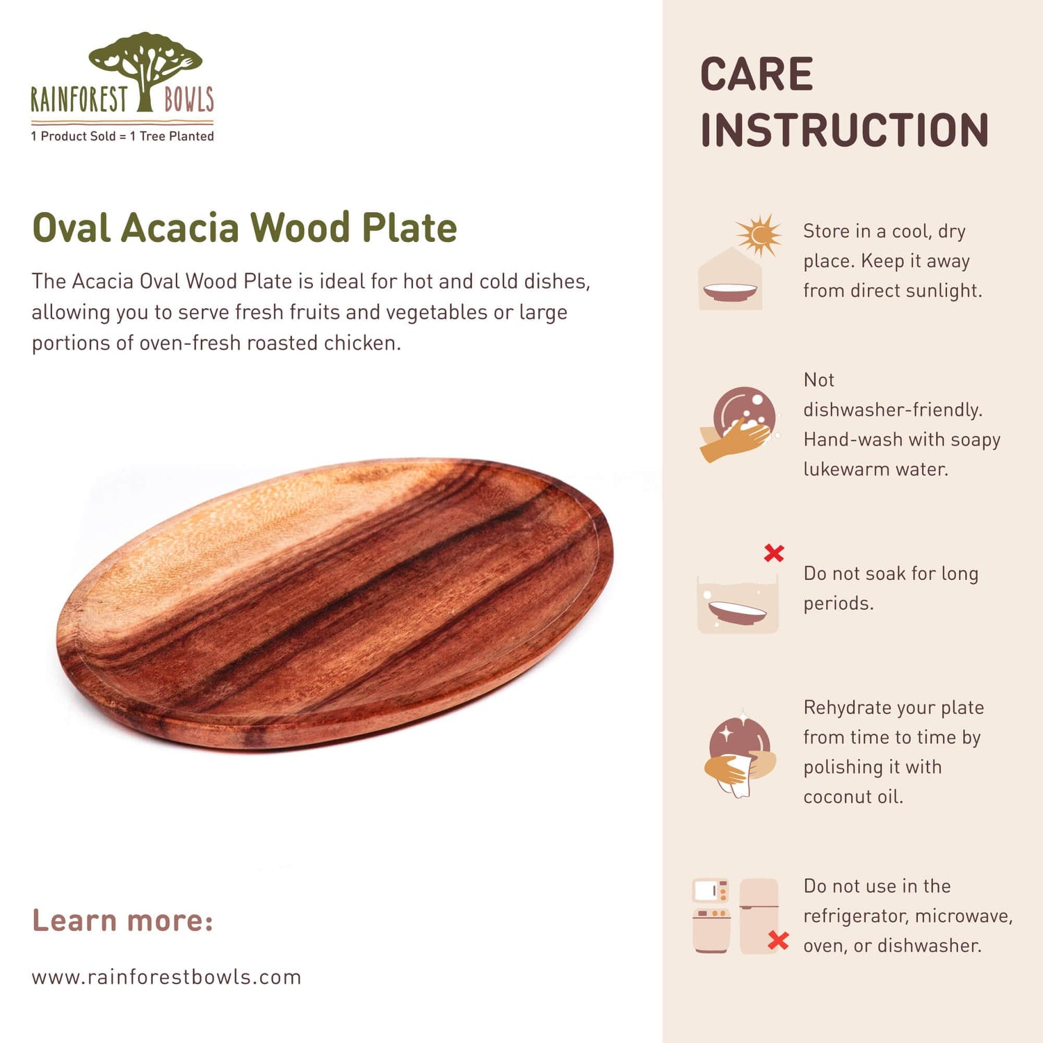 Oval Acacia Wood Plate