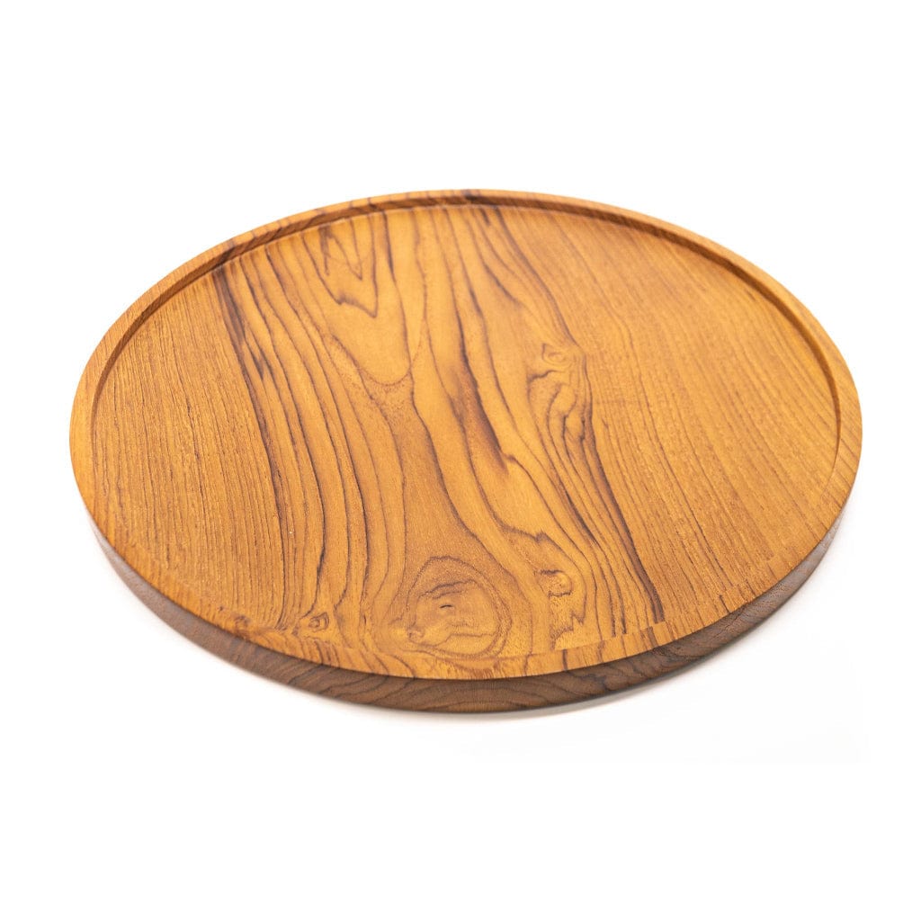 10 Inch Round Rimmed Teak Wood Plate