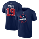 Men's Winnipeg Jets Jonathan Toews Fanatics Branded Navy Retro Logo Authentic Stack – Name & Number T-Shirt