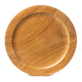 Rim Carved Hassunzara Teak Wood Serving Plate