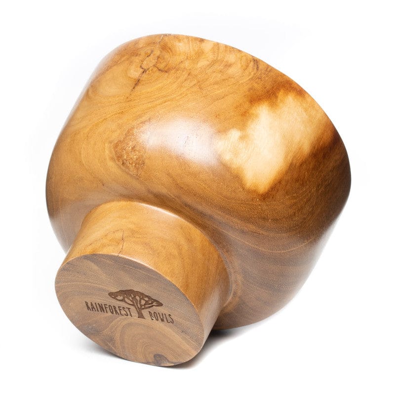 Round Rim Ochawan Teak Wood Miso Bowl with Stand