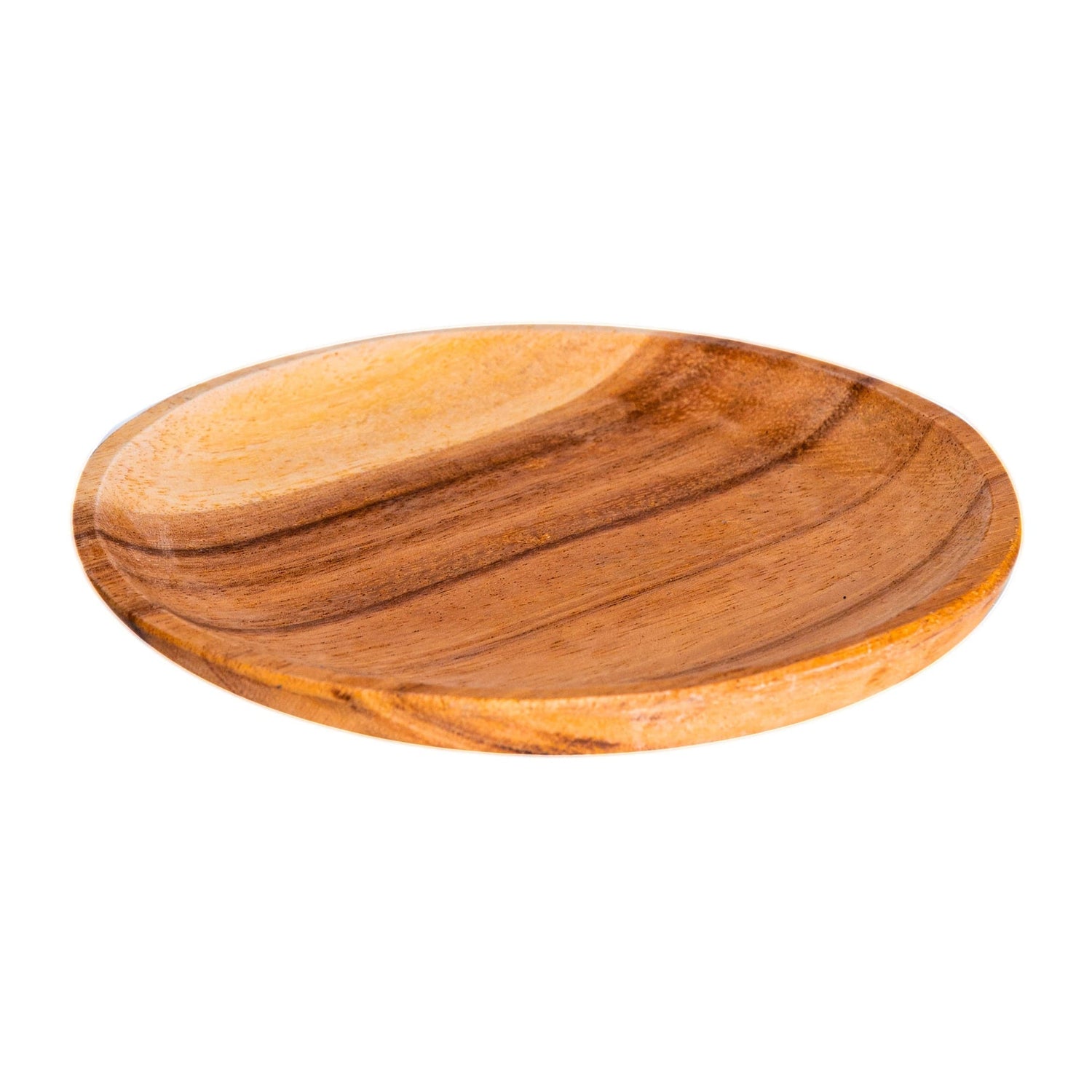 Round Classic Acacia Wood Dessert Plate