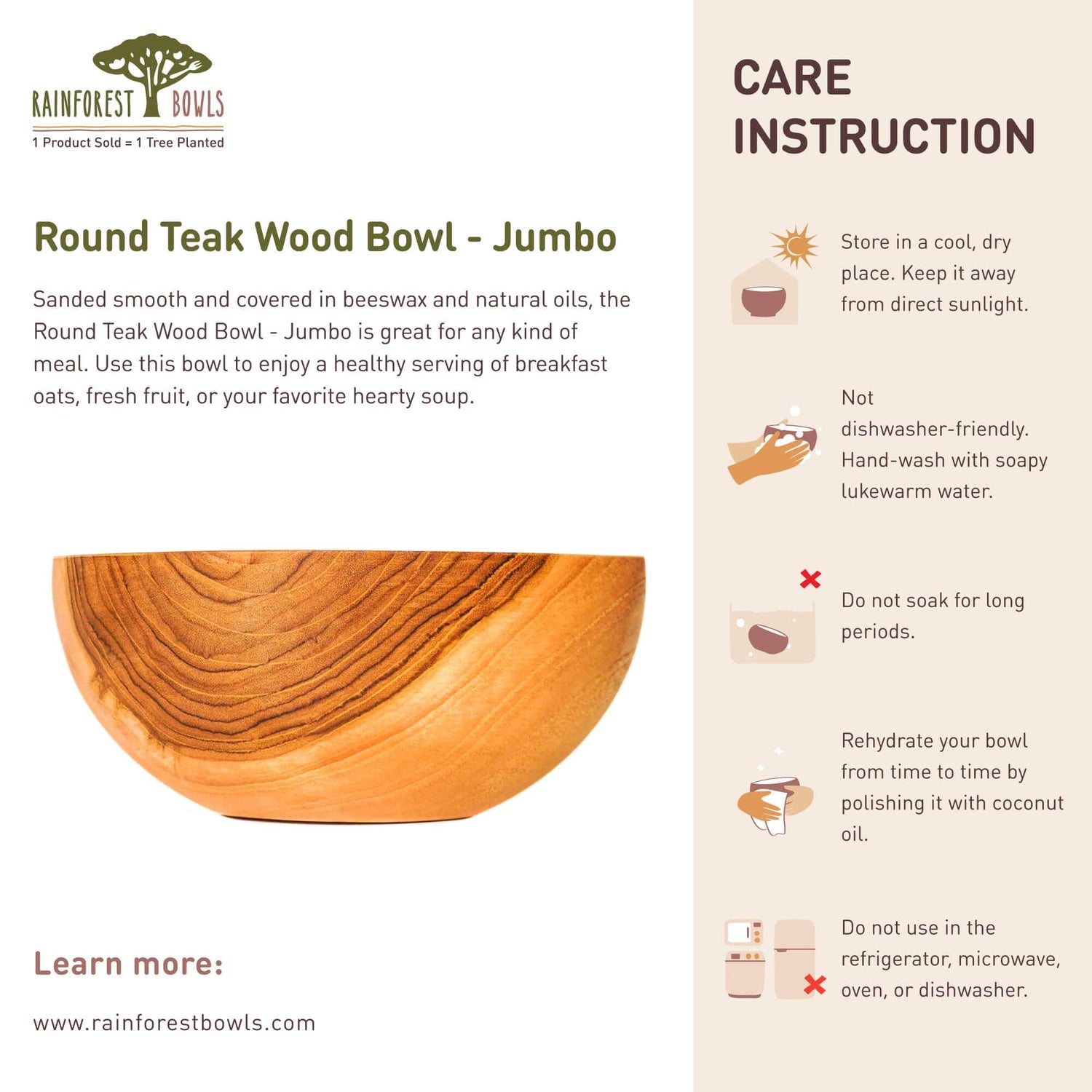 Round Teak Wood Bowl - Jumbo