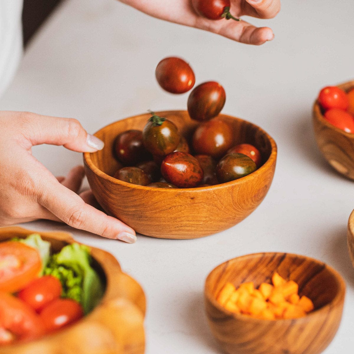 Round Teak Wood Appetizer Bowl