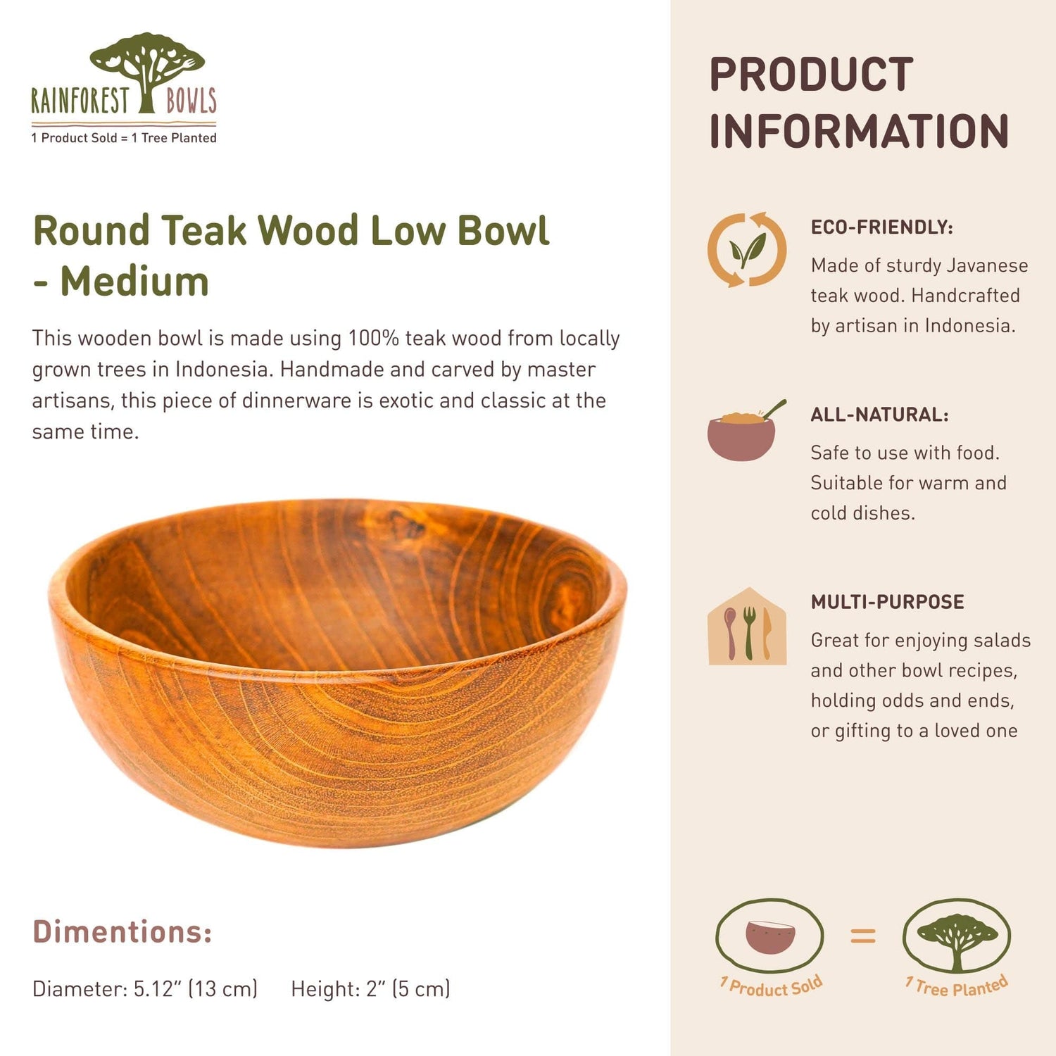Round Teak Wood Appetizer Bowl