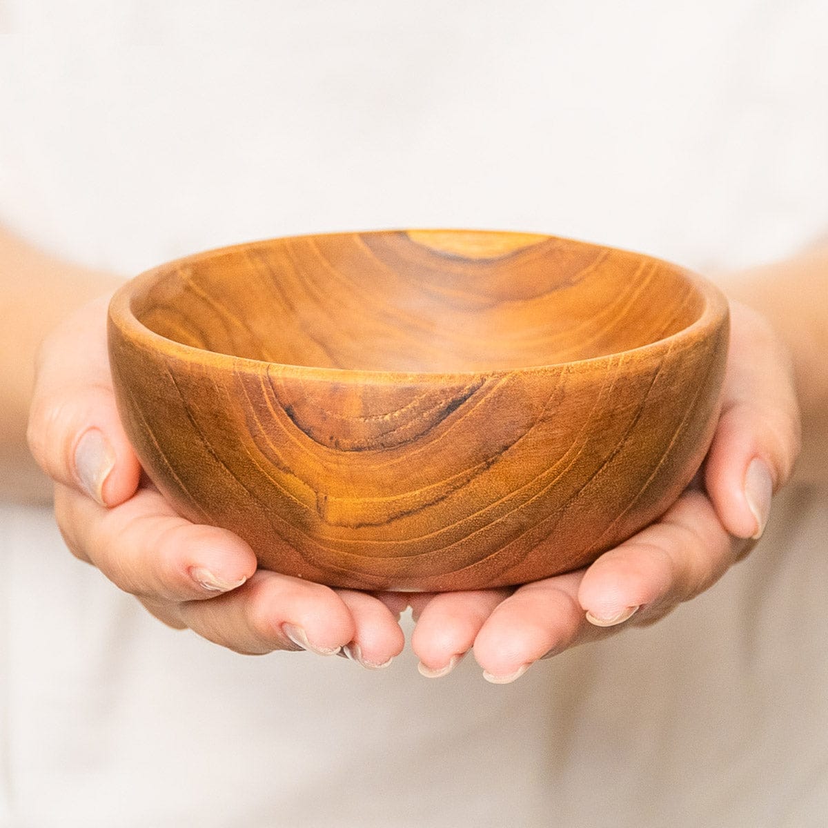 Round Teak Wood Side Dish Bowl