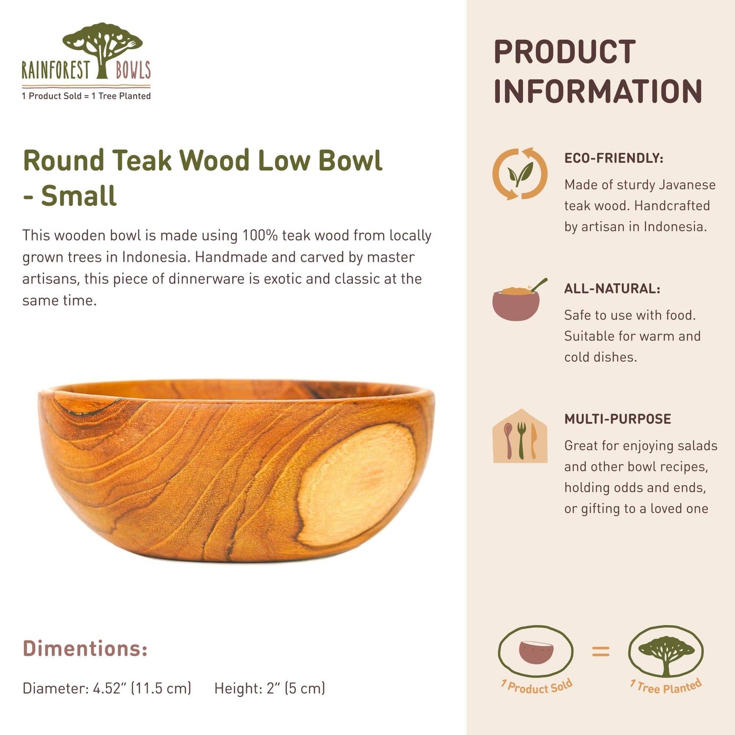 Round Teak Wood Side Dish Bowl