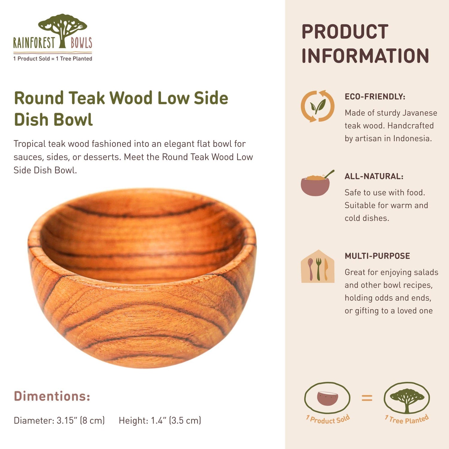 Round Teak Wood Sauce Bowl