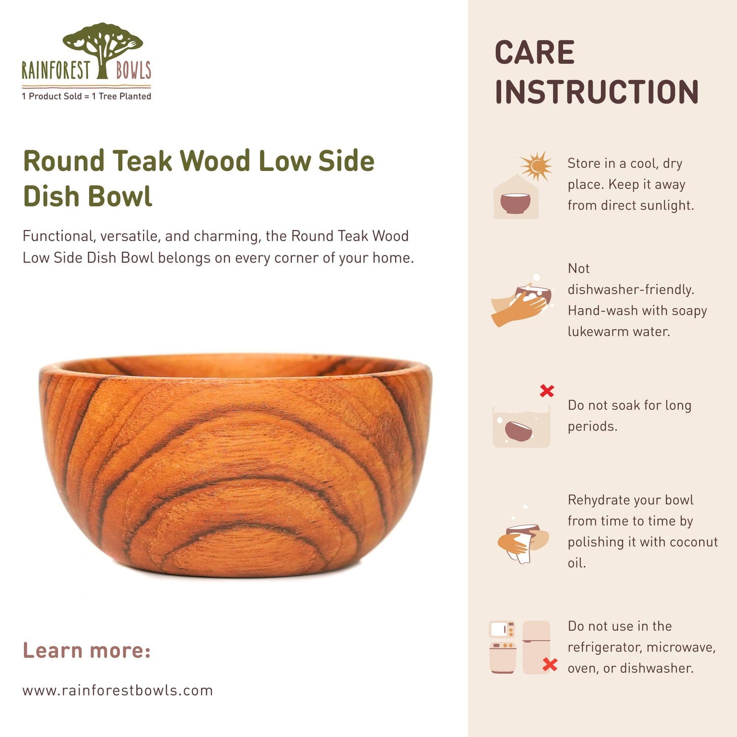 Round Teak Wood Sauce Bowl