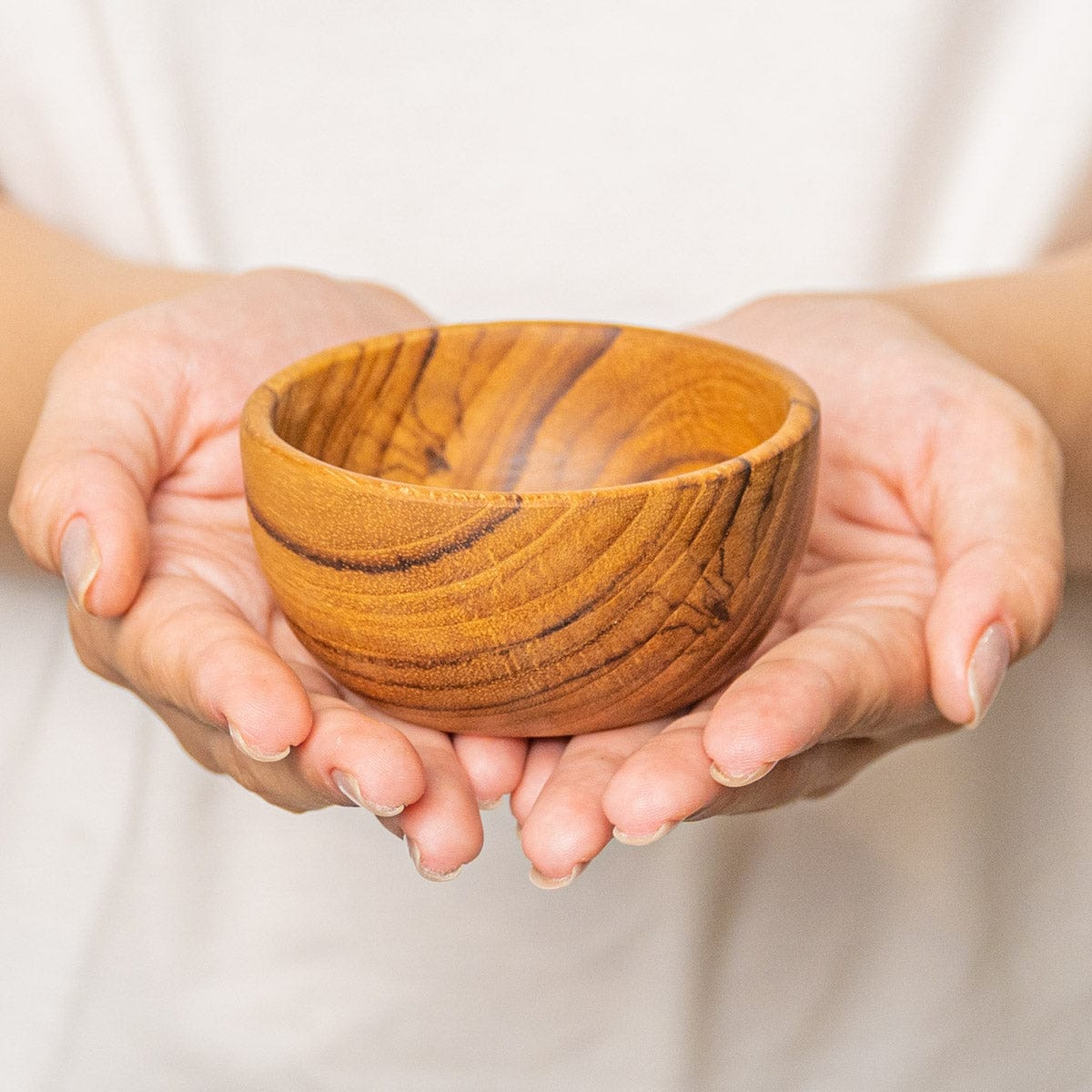 Round Teak Wood Sauce Bowl