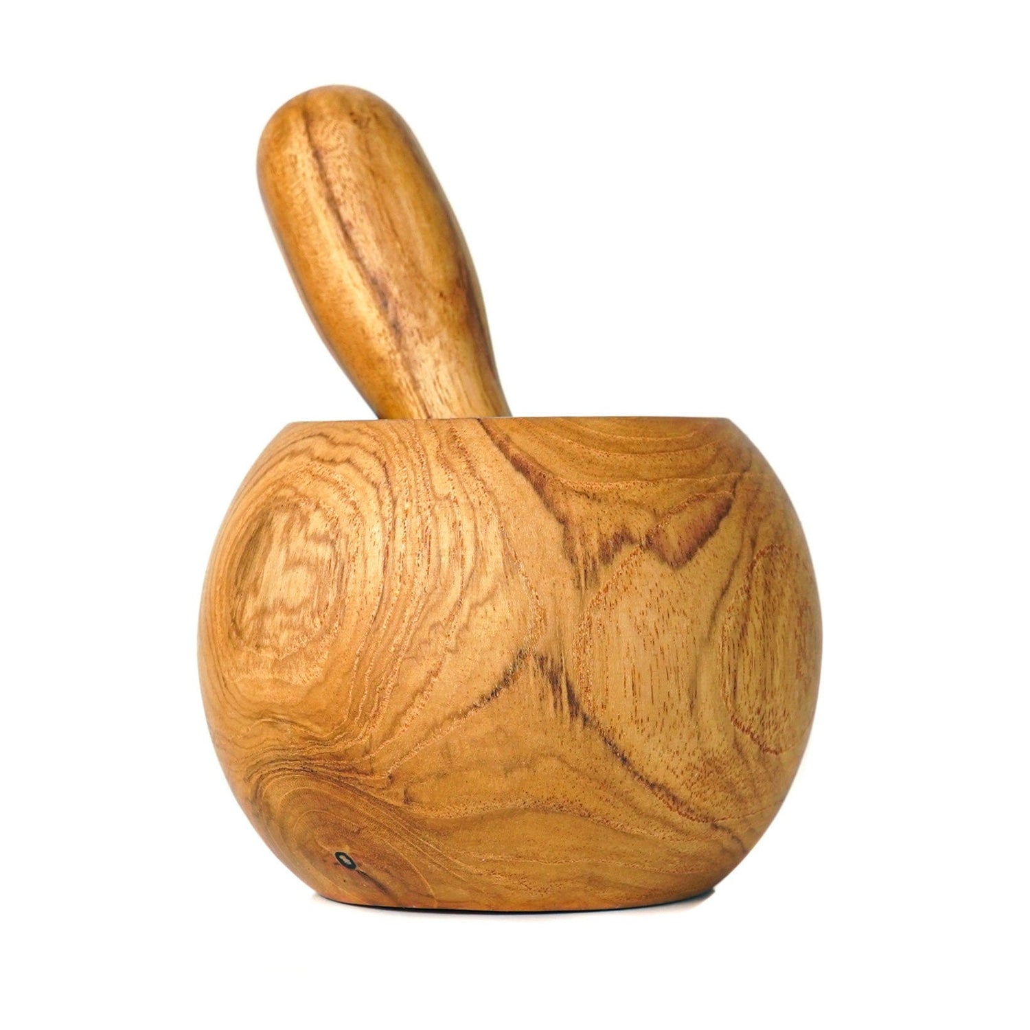 Round Teak Wood Mortar and Pestle