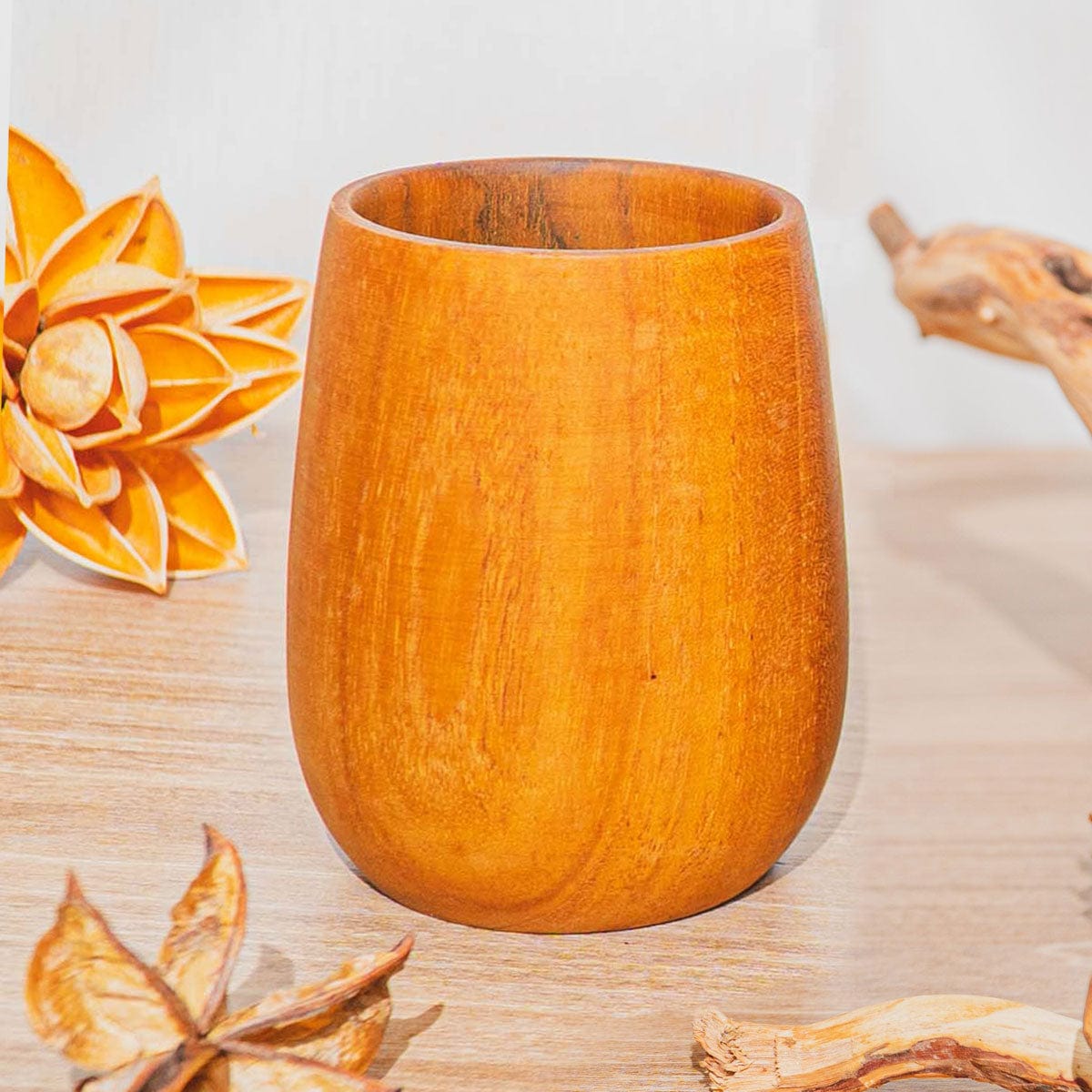 Rounded Teak Wood Cup - Small