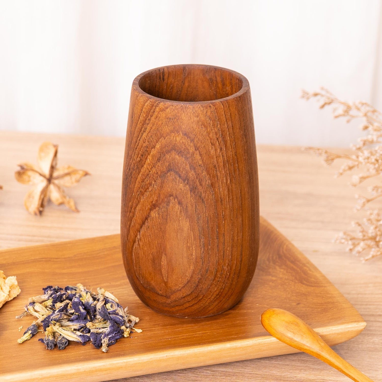 Rounded Teak Wood Cup - Regular