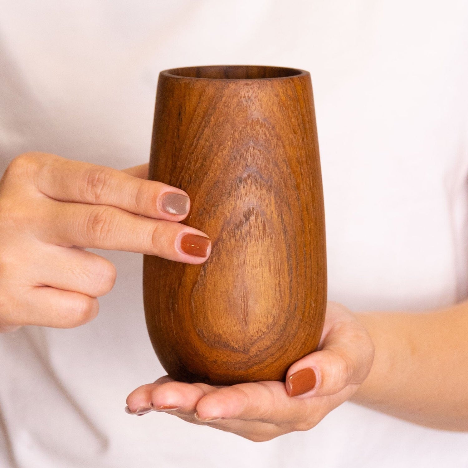 Rounded Teak Wood Cup - Regular