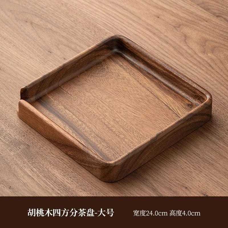 Walnut Wood Tea Tray – Solid Wood Serving Plate for Tea Sets & Accessories