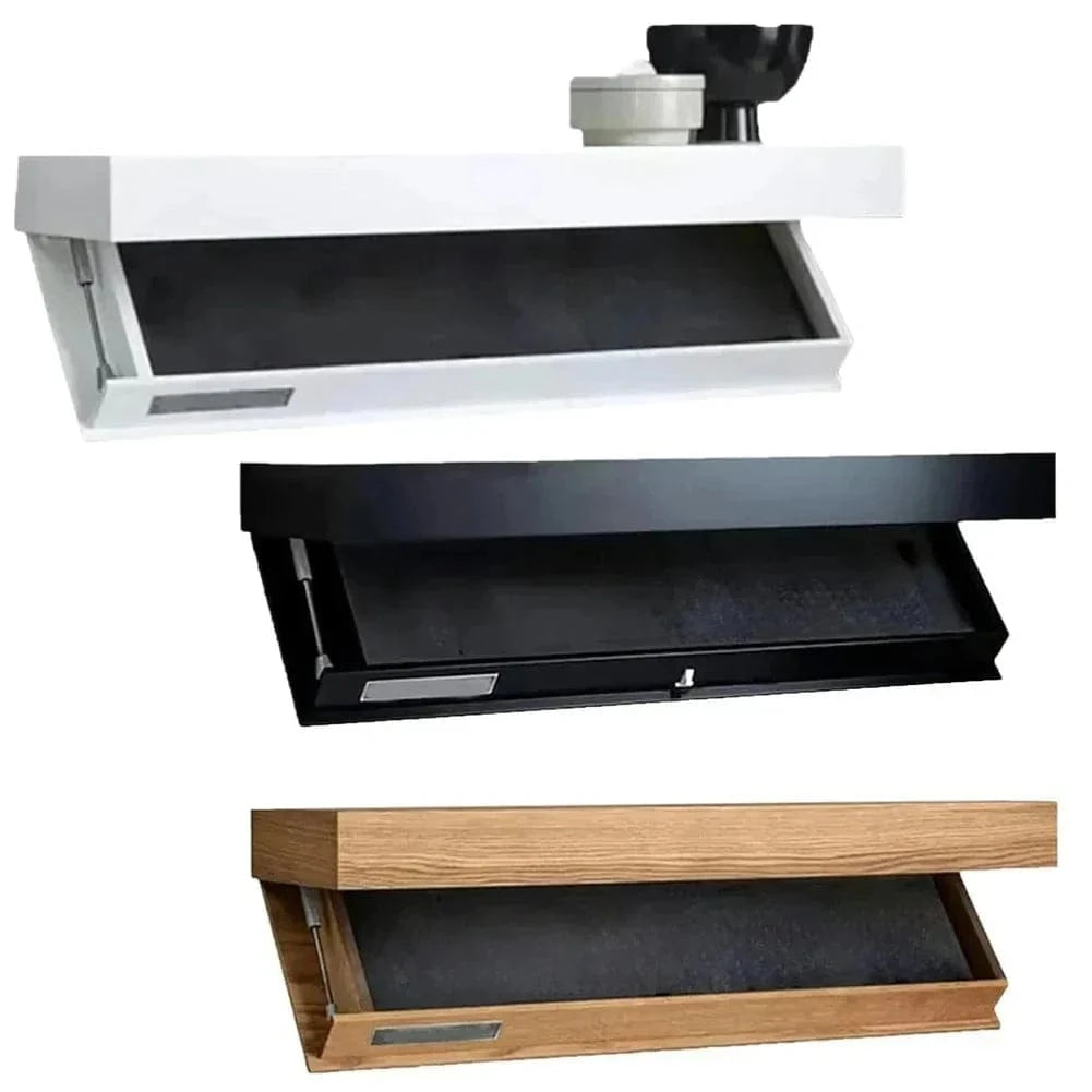 Wooden Wall Shelf with Hidden Compartment – Secret Storage Rack