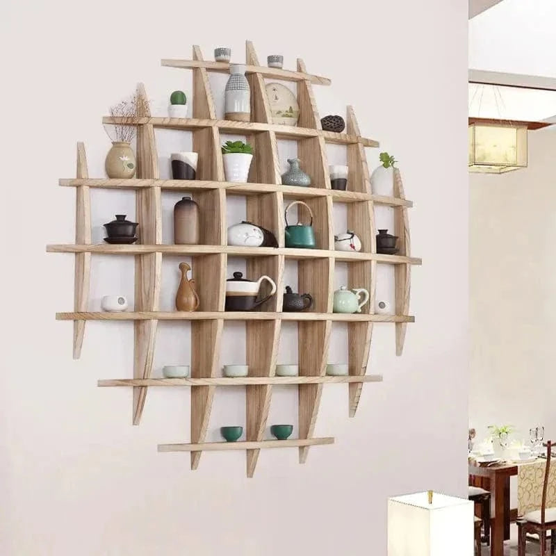 Solid Wood Wall-Mounted Tea Shelf –  Style Display Rack