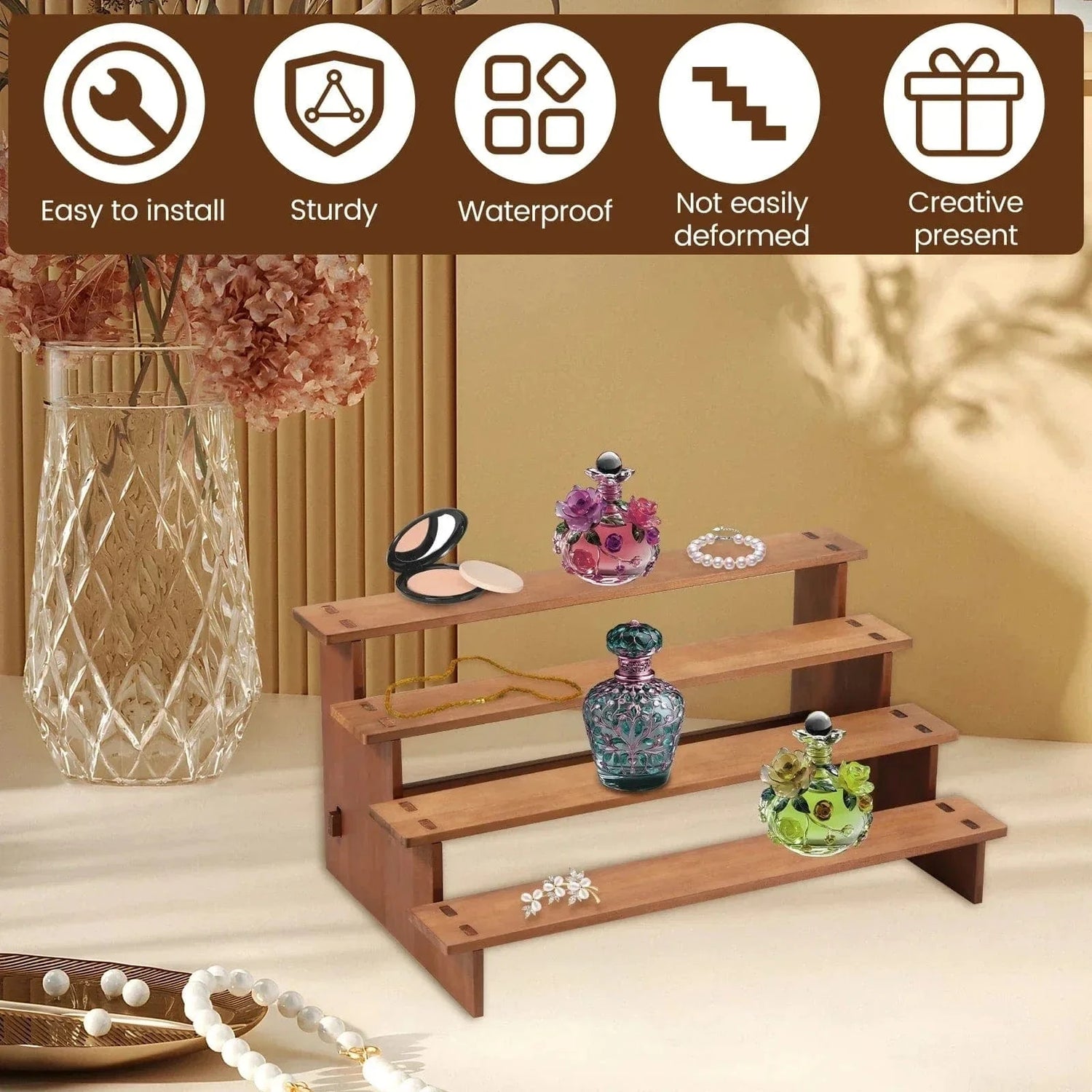 Wood Cupcake Stand – 3/4 Tier Wooden Display Rack for Cakes, Desserts, and Decorative Items