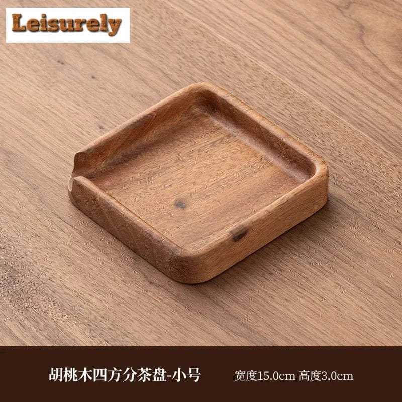Walnut Wood Tea Tray – Solid Wood Serving Plate for Tea Sets & Accessories