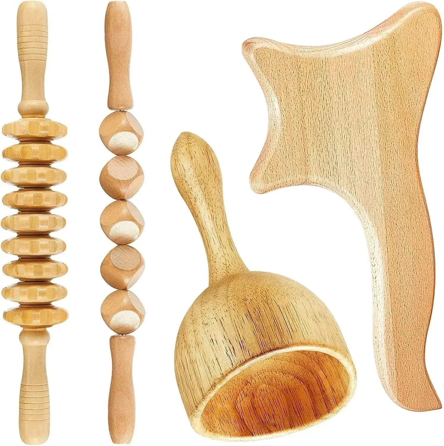 2/4/6/8PCSWooden Body Massager Set – Beech Wood Tools for Relaxation & Muscle Relief