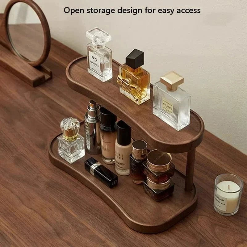 2-Tier Wooden Storage Organizer – Makeup, Mug, and Countertop Display Rack