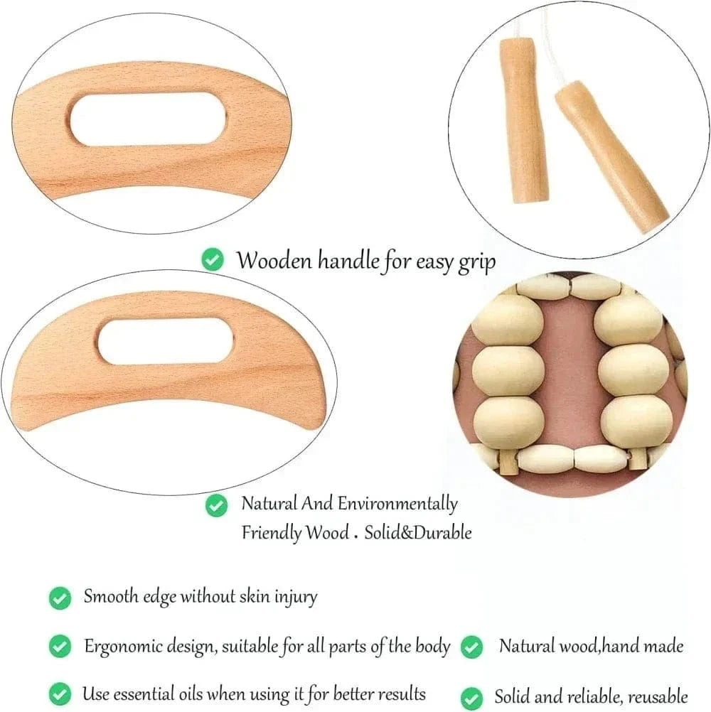 2/4/6/8PCSWooden Body Massager Set – Beech Wood Tools for Relaxation & Muscle Relief