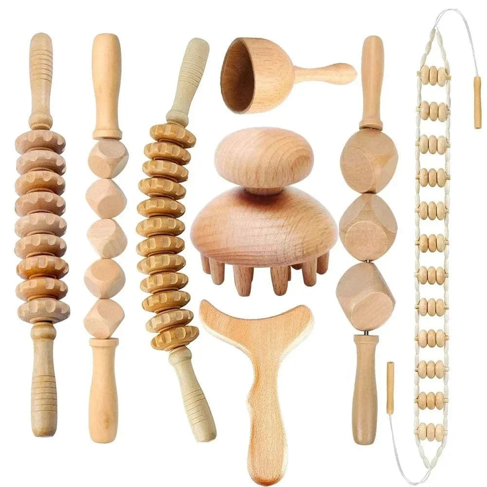 2/4/6/8PCSWooden Body Massager Set – Beech Wood Tools for Relaxation & Muscle Relief
