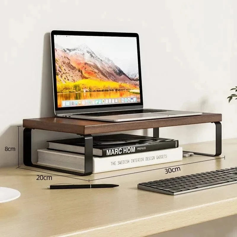 Wooden Monitor Riser Stand – Desktop Organizer & Heightening Bracket