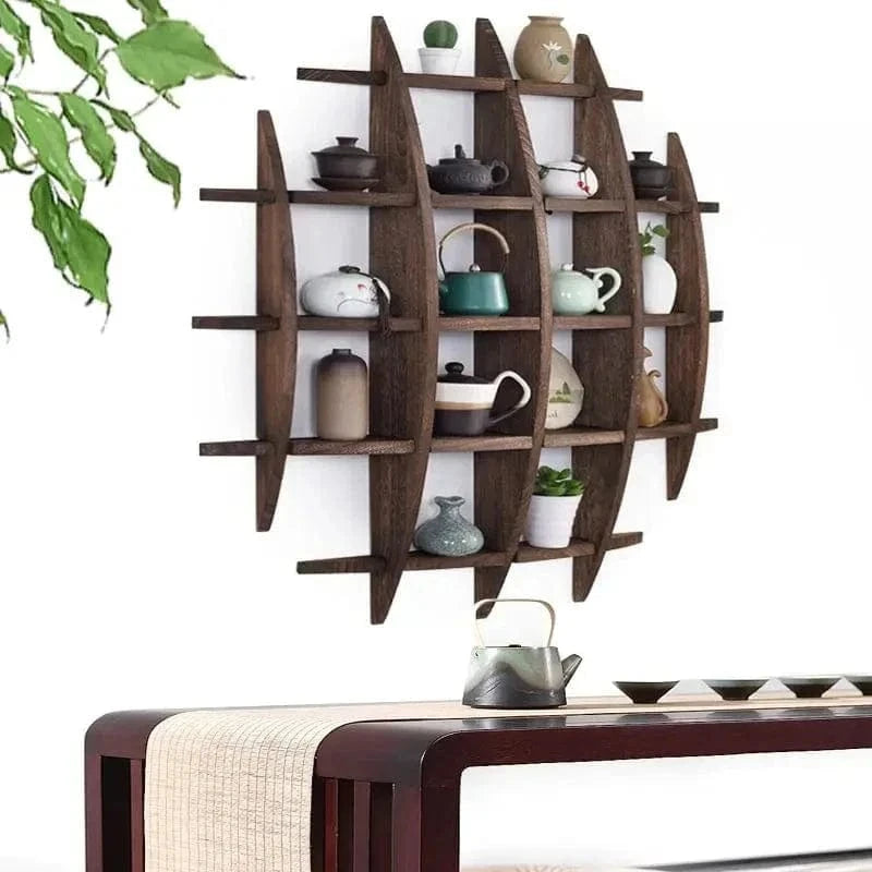Solid Wood Wall-Mounted Tea Shelf –  Style Display Rack