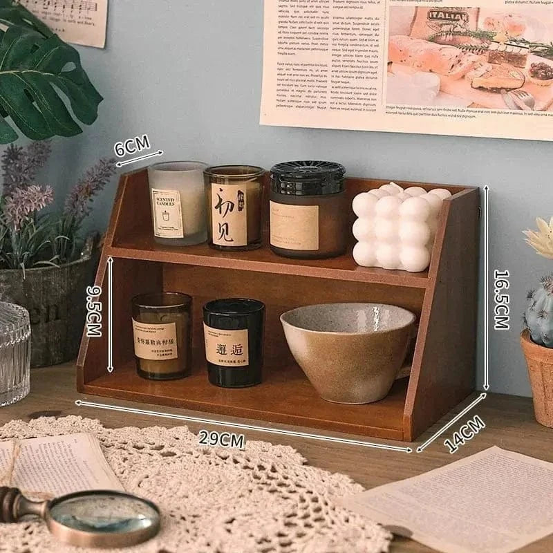 Solid Wood Cosmetics Storage Rack – Multi-Layer Desktop Organizer Box