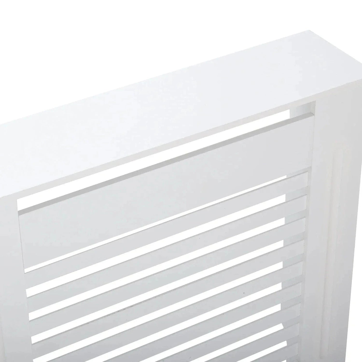 Wood Radiator Cover Cabinet – White MDF Heater Cover with Horizontal Slats