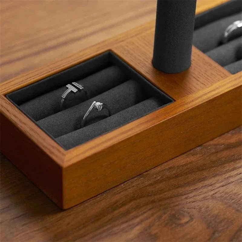 Solid Wood Watch Display Stand – T-Bar Jewelry Organizer for Men & Women