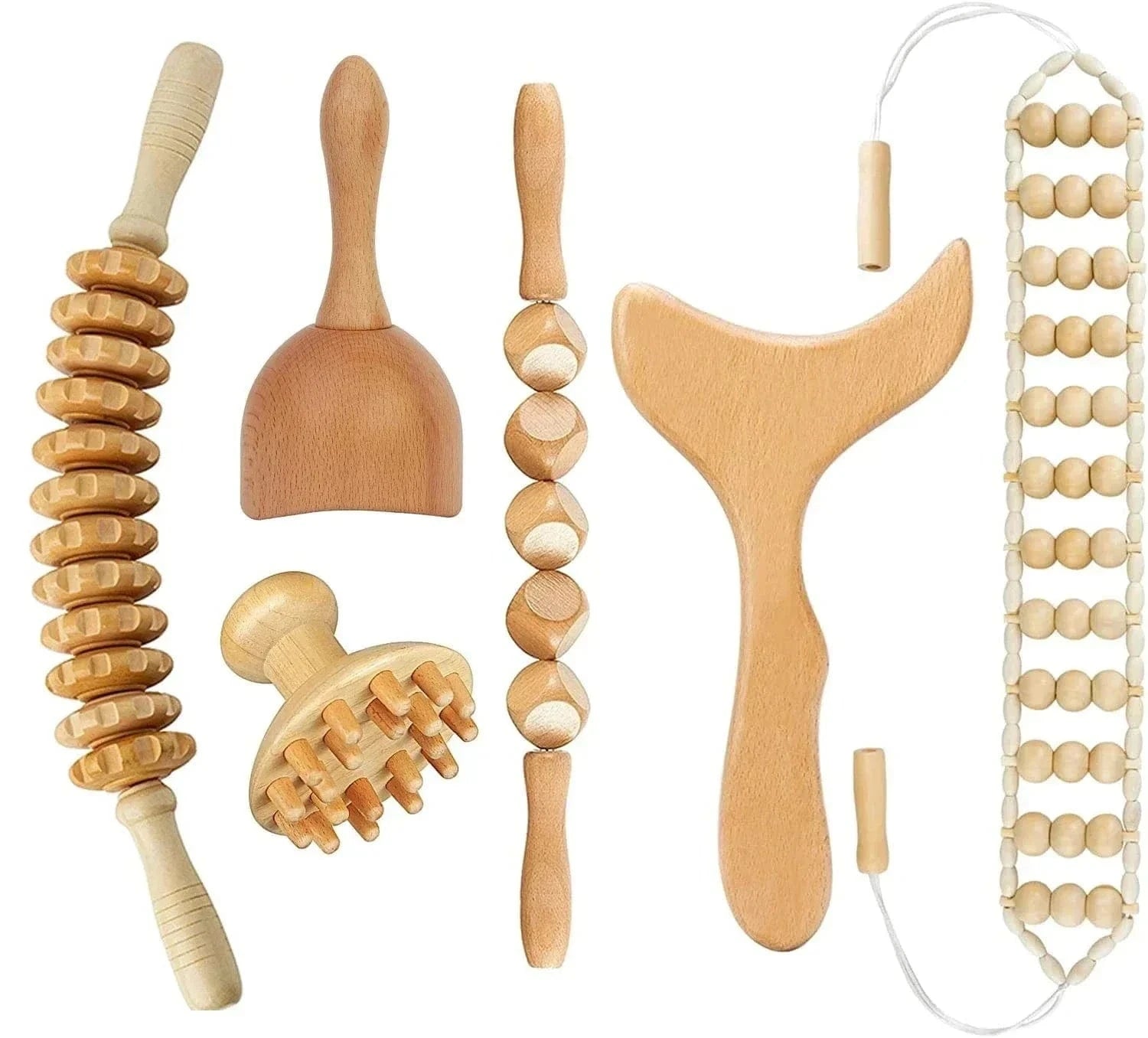 2/4/6/8PCSWooden Body Massager Set – Beech Wood Tools for Relaxation & Muscle Relief