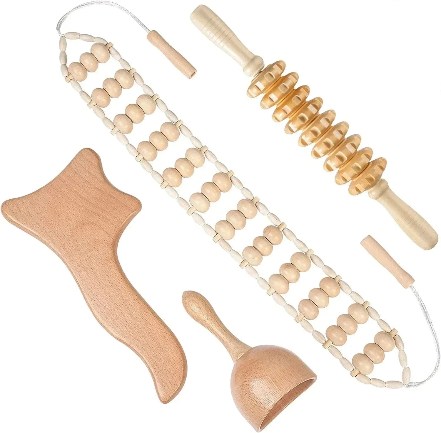 2/4/6/8PCSWooden Body Massager Set – Beech Wood Tools for Relaxation & Muscle Relief