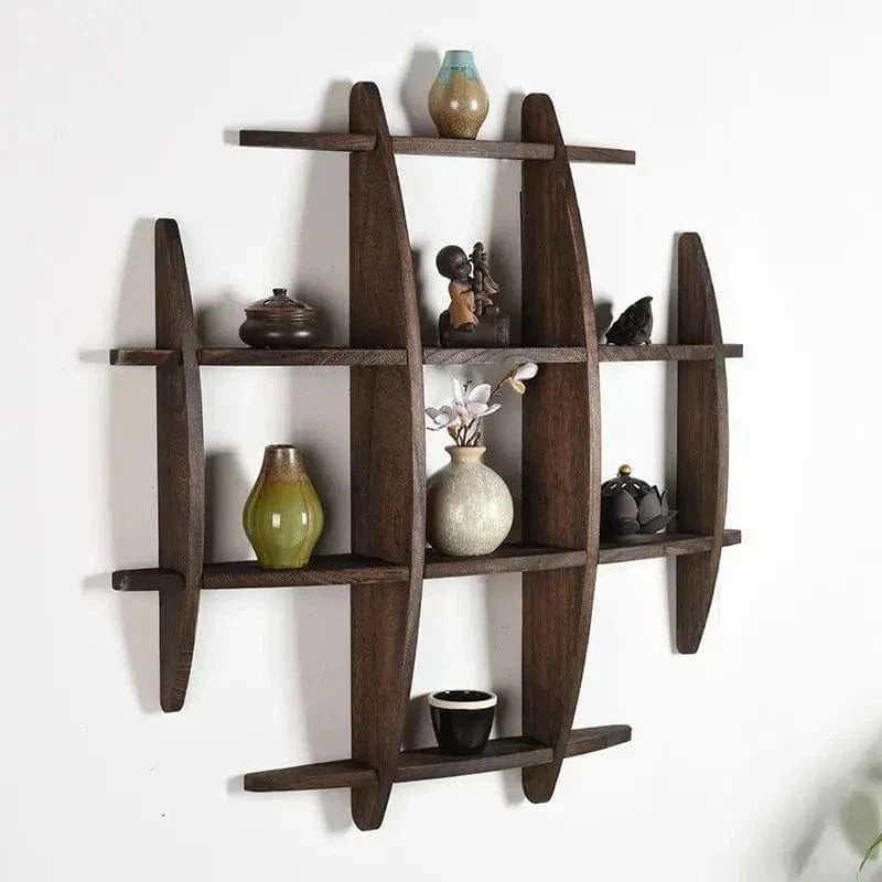 Solid Wood Wall-Mounted Tea Shelf –  Style Display Rack