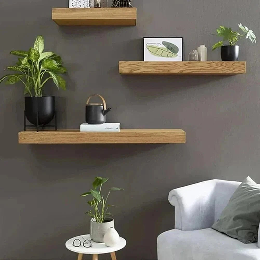 Wooden Wall Shelf with Hidden Compartment – Secret Storage Rack