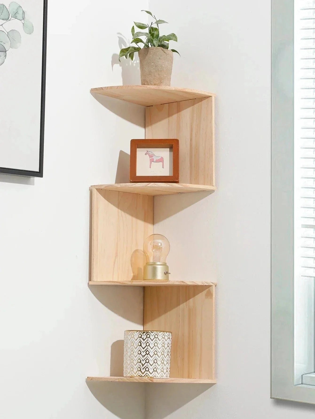 PVC Wooden Corner Shelf – 2/4/5-Tier Storage Rack for Home Decoration