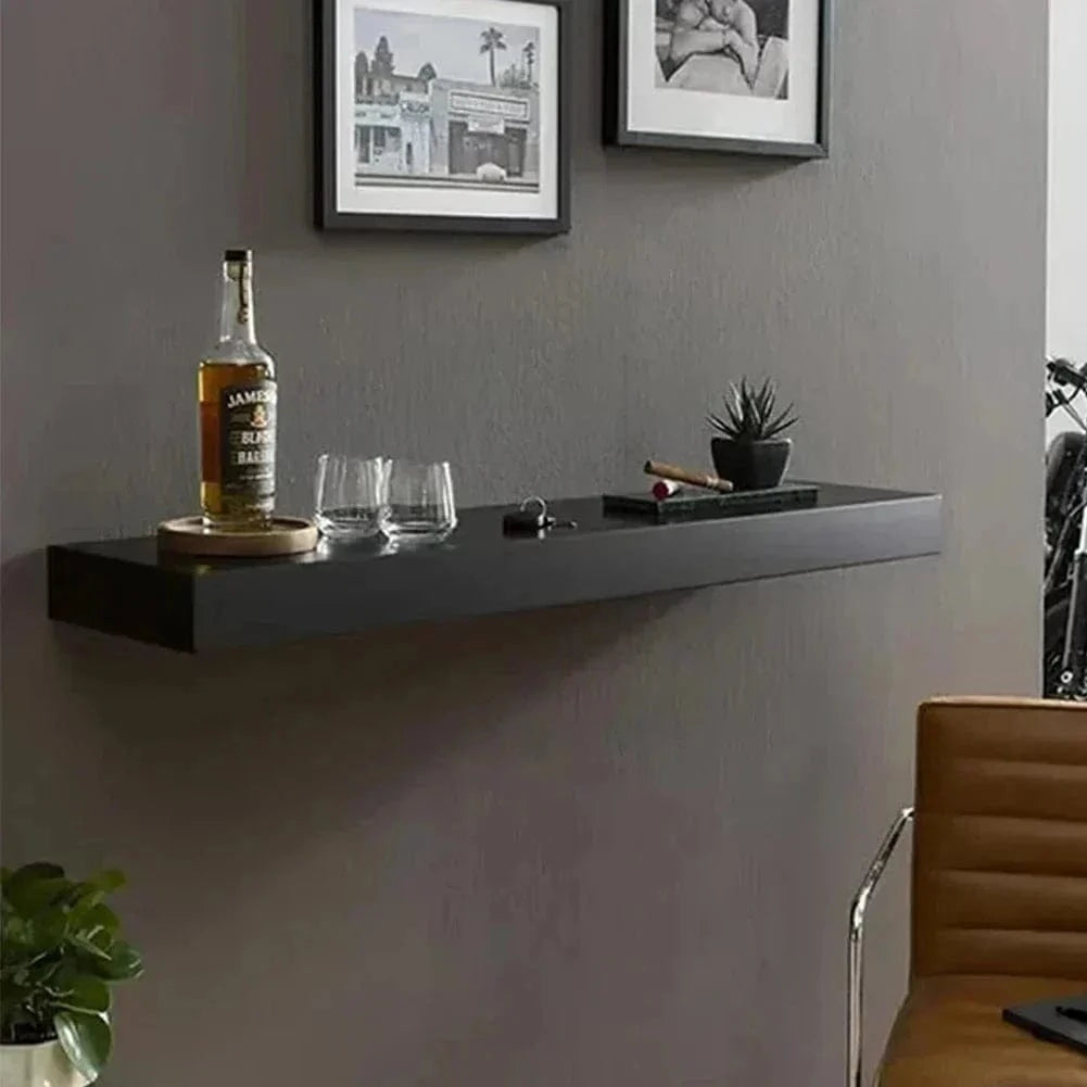 Wooden Wall Shelf with Hidden Compartment – Secret Storage Rack